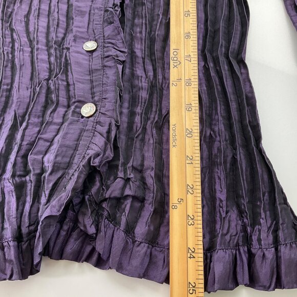 Vintage Y2K Agora Sz.Medium Blouse Purple Crinkle Frill Fairy Whimsygoth - Picture 6 of 10